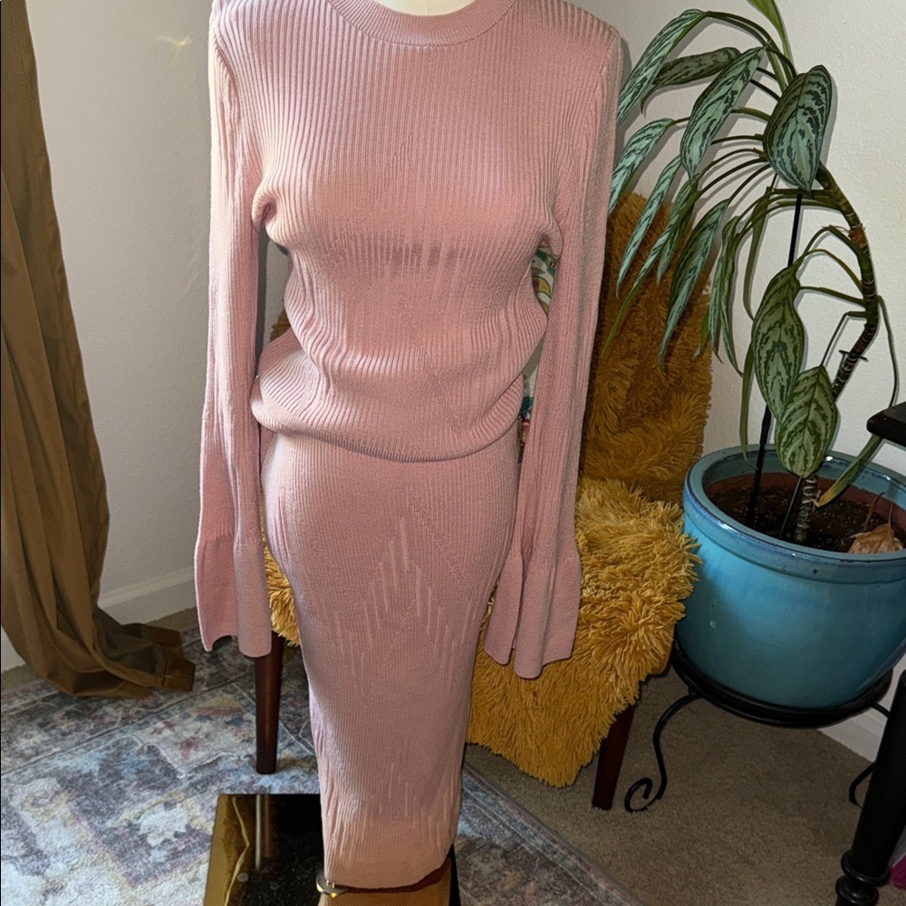 ASOS Pink Knit Set with bell sleeves